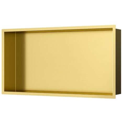 Ceramia Nicho de Ducha empotrado, Acero Inoxidable 304, 60x30x10 cm, Oro cepillado PVD (TMLN-6030BG)