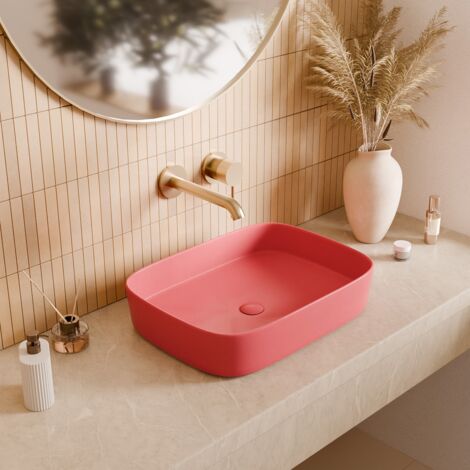 Ceramia PixL 49,5 x 37 x 13,5 cm lavabo sobre encimera Infinitio, sin rebosadero, rosa mate (CEPX4937PM)