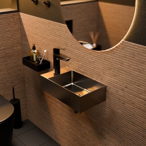 Ceramia Timeless Lave mains en Acier Inoxydable 304, 40x22x11cm, Gun Métal brossé PVD