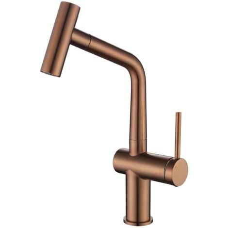 Ceramia Timeless mitigeur d'évier à levier en acier inoxydable avec douchette extractible, monotrou, cuivre brossé (TMLKF185BCP)