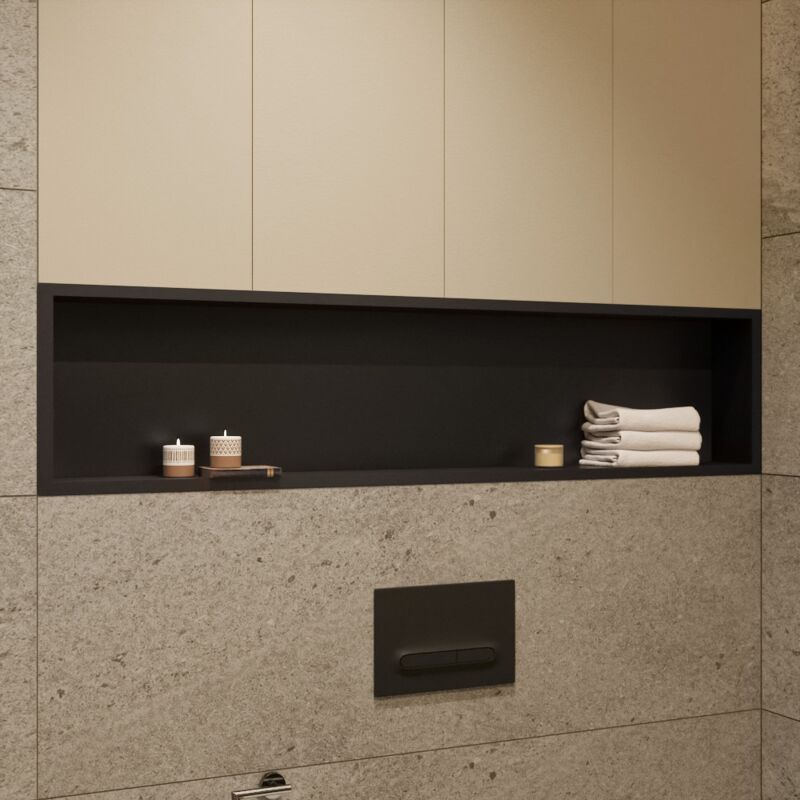 Timeless Niche de Douche à encastrer, Acier Inoxydable 304, 120x28x10cm, Noir mat - Ceramia