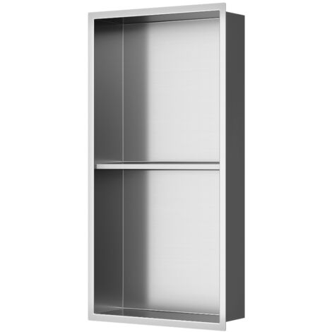 Ceramia Timeless Niche de Douche à encastrer, Acier Inoxydable 304, 2 étagères, 60x30x10cm, Chrome brossé