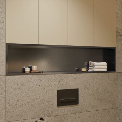 Ceramia Timeless Nicho de Ducha empotrado, Acero Inoxidable 304, 120x28x10 cm, Gun Metal cepillado PVD (TMLN-12026BGM)