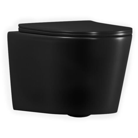 Ceramia Tornado Rimless WC suspendu 53,5 cm sans bride avec abattant SoftClose, effet Tornado Flush, noir mat (CE142010RTORPBKM)