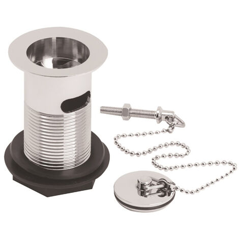 Ceramic Accessories Basin Waste with Brass Plug & Ball Chain - Chrome