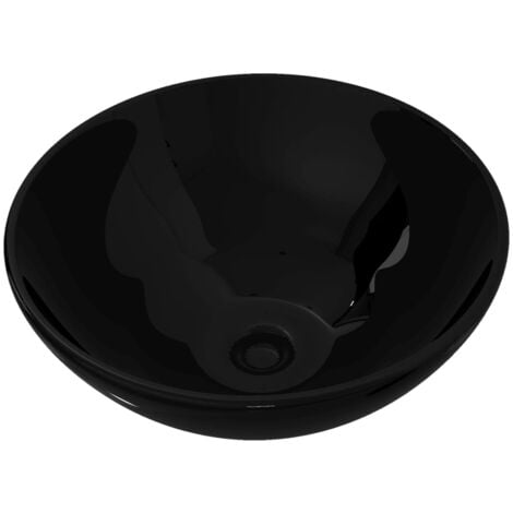 Ceramic Bathroom Sink Basin Black Round vidaXL
