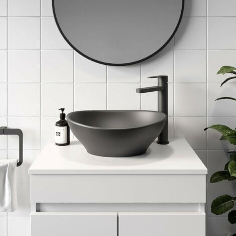 Black Bathroom Vanity, Double Vanity Vessel Sink 720mm