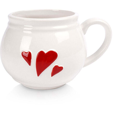 Ceramic cup with decoration comfortable handle dishwasher safe