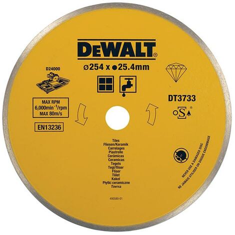 Dewalt – Tile saw blade 254mm x 25.4mm – Ceramic – Max speed 6000min – For D24000 – Segment height 8mm
