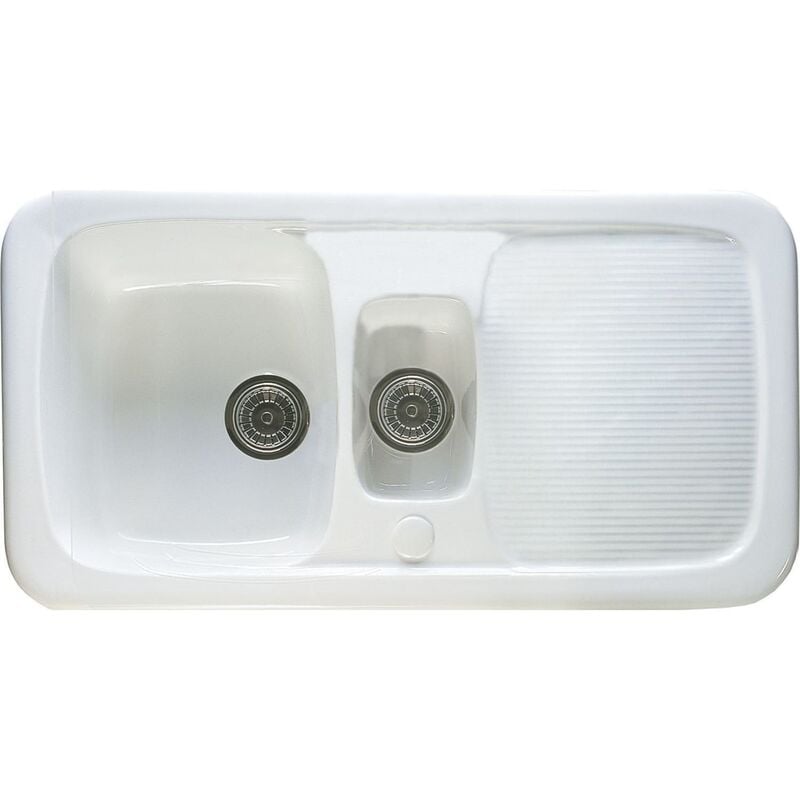 Image of Wickes - Ceramic Farmhouse 1.5 Bowl Sink - White