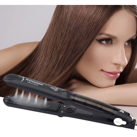 main image of "Ceramic Hair Straightener steam with negative ion function , Black"