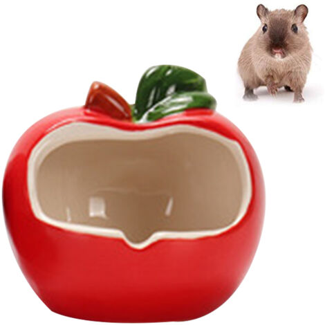 HIASDFLS Ceramic Hamster Bed Houses Cartoon Shape Small Pet Animals Habitat Cage House Summer Cool Hamster Hideout Nest, apple shape