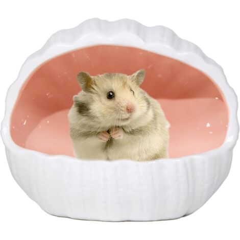 Ceramic Hamster Hideout Guinea Pigs House Guinea Pig Accessories Sand Bathes for Small Pets Hamster Accessories for Cages for Guinea Pigs Chinchillas Gerbils Hedgehogs (Pink)