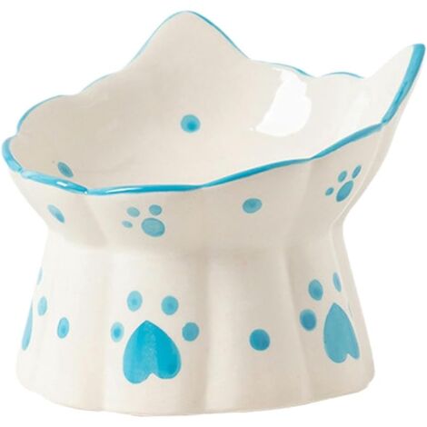 Ceramic high Legged pet cat Bowl with Oblique Mouth Protection for Cervical vertebrae, cat and Dog Rice Bowl-Style 10