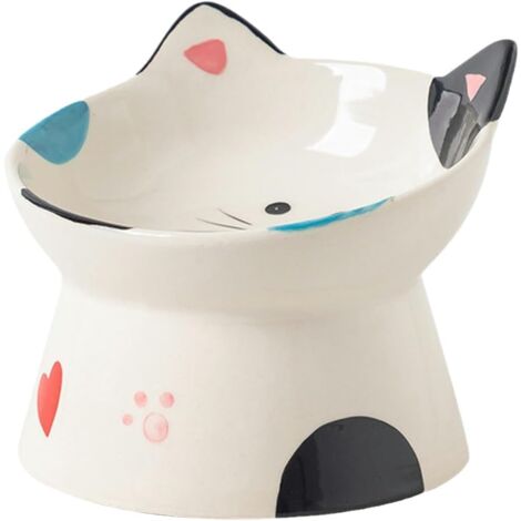 Ceramic high Legged pet cat Bowl with Oblique Mouth Protection for Cervical vertebrae, cat and Dog Rice Bowl-Style 9