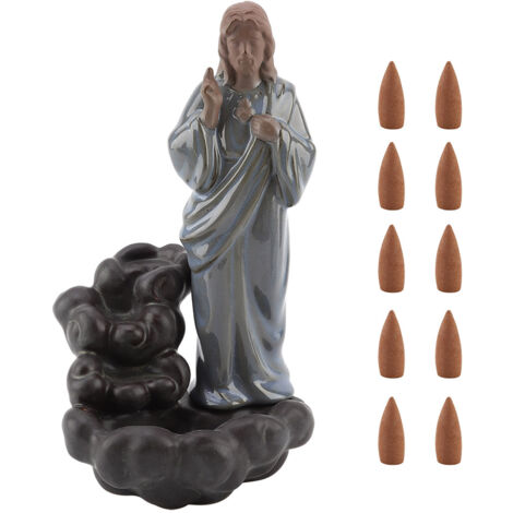 Ceramic Incense Holder Censer Smoke Backflow Incense Burner Decor Ornament (1)