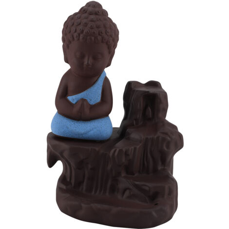 Ceramic Incense Holder Censer Smoke Backflow Incense Burner Decor Ornament (Blue)