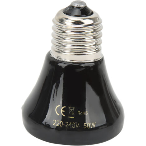 Ceramic Reptile Heat Lamp Bulb Mini Infrared Heat Ceramic Amphibian Heating Lamp for Lizards Reptiles 220V‑240V 50W Black