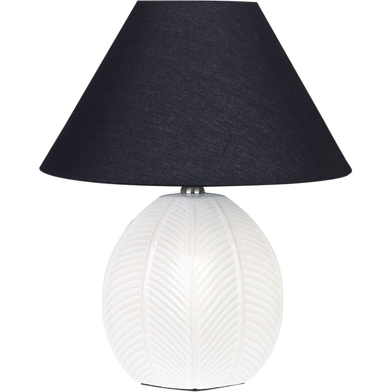 Beliani - Ceramic Table Lamp Base Ambient Light Black Lampshade Beige Cadena