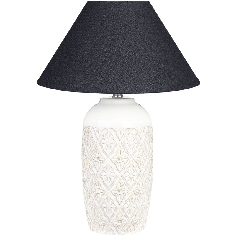 Beliani - Ceramic Table Lamp Base Ambient Light Black Lampshade Beige Telire