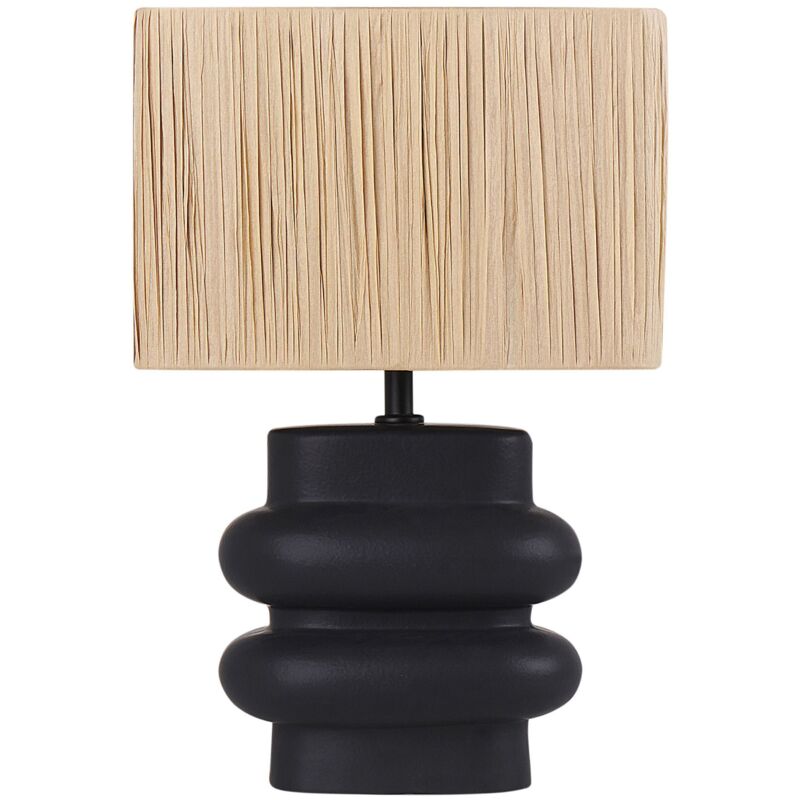 Beliani - Ceramic Table Lamp Bedside Light with Paper Rectangular Shade Base Black and Natural Judy