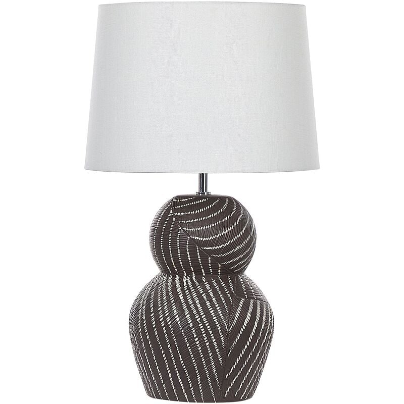 Ceramic Table Lamp Bedside Lighting Fixture 63 cm Fabric Shade Black - Black