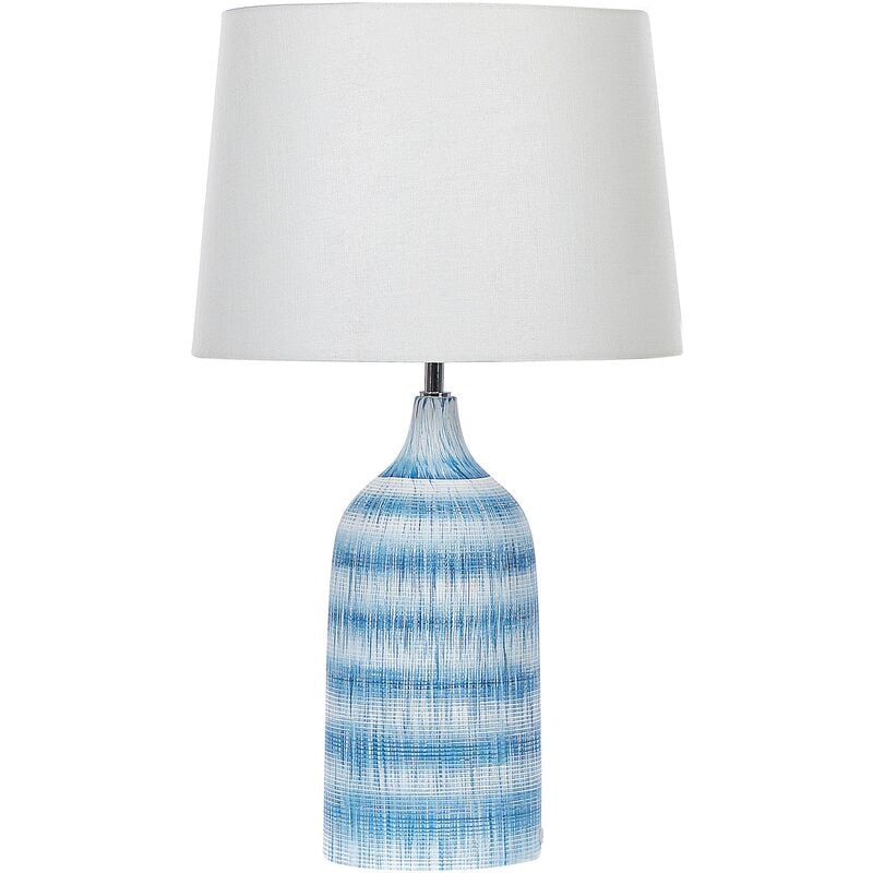 Ceramic Table Lamp Bedside Lighting Fixture 66 cm Fabric Shade Blue Georgina - Blue