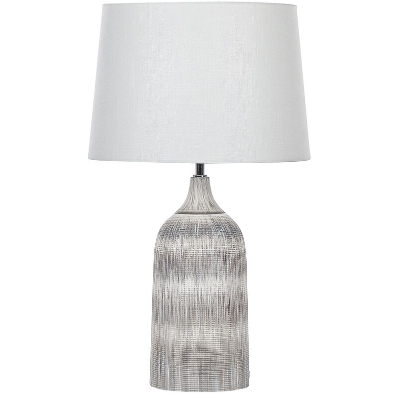 Ceramic Table Lamp Bedside Lighting Fixture 66 cm Fabric Shade Grey Georgina - Grey