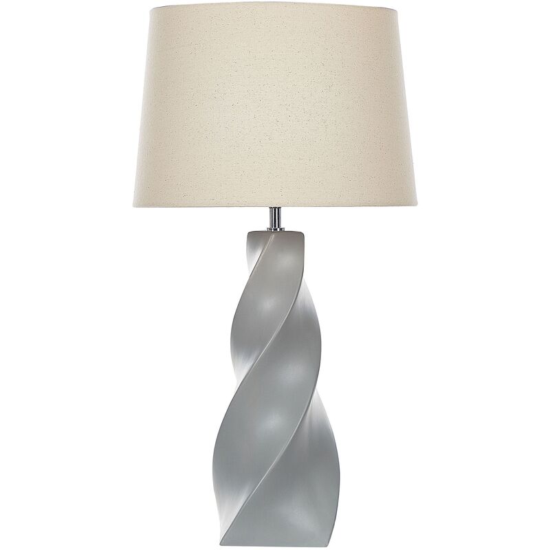 Ceramic Table Lamp Bedside Lighting Fixture 71 cm Fabric Shade Grey Belaya