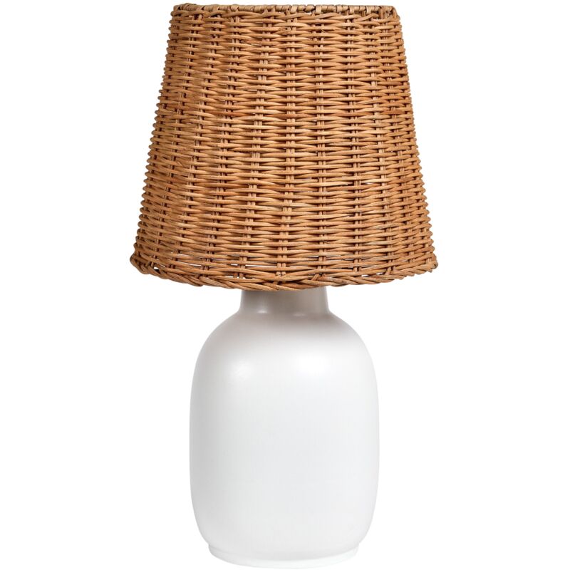 Beliani Table Lamp BARTANG Ceramic White, White