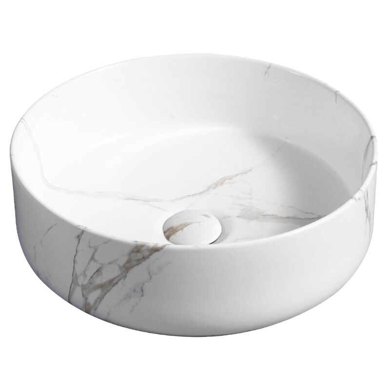 Ceramic Vert Round Countertop Basin in Marble - size - color Marble - Marble