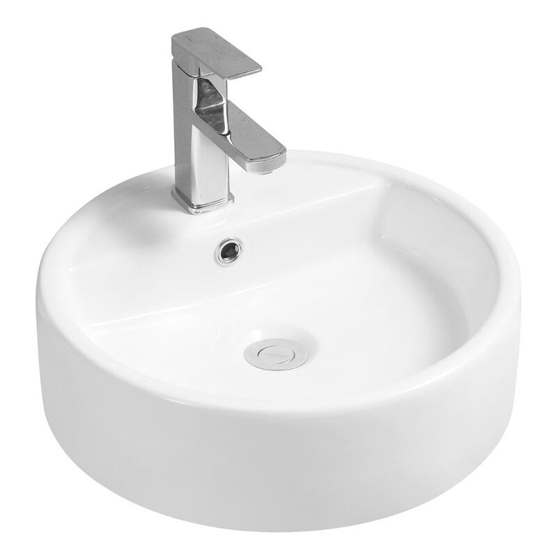 Thick-Edge Ceramic All-in-One Countertop Basin - size - color White - White