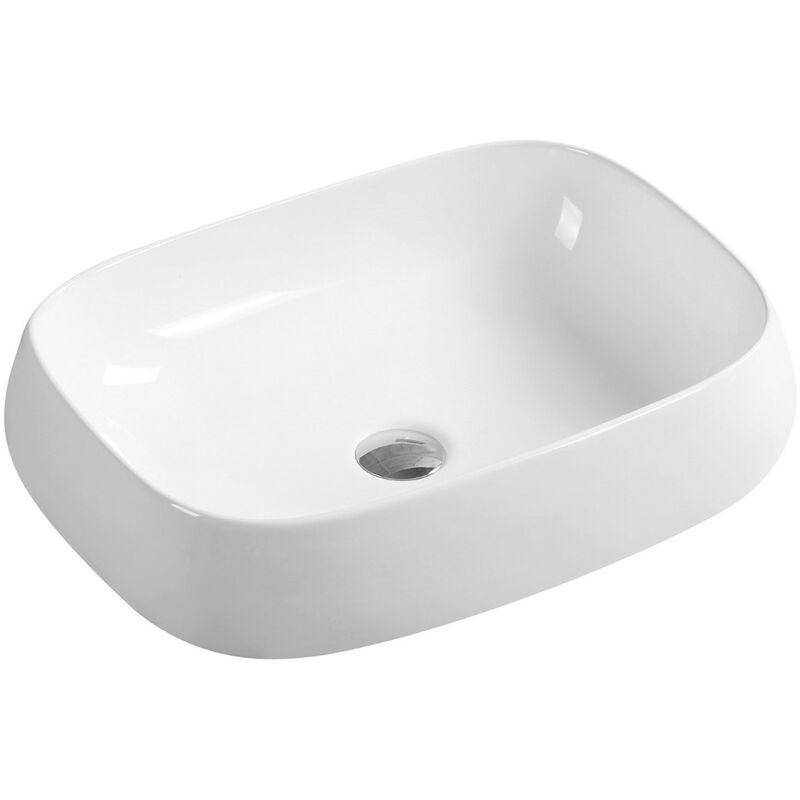 Ceramic Domed Oblong Countertop Basin - size - color White - White