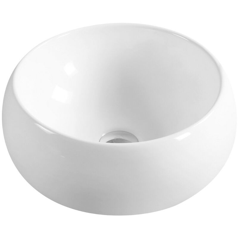 Ceramic Domed Round Countertop Basin - size - color White - White