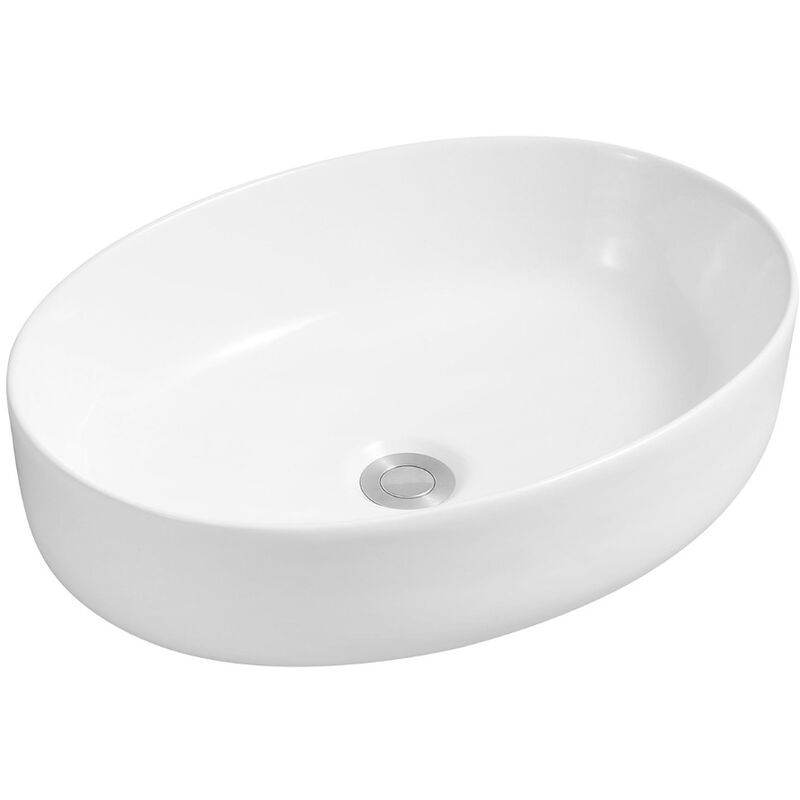 Ceramic Vert Oval Countertop Basin - size - color White - White
