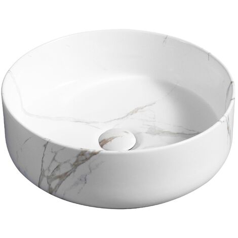 main image of "Ceramic Vert Round Countertop Basin in Marble - size - color Marble"