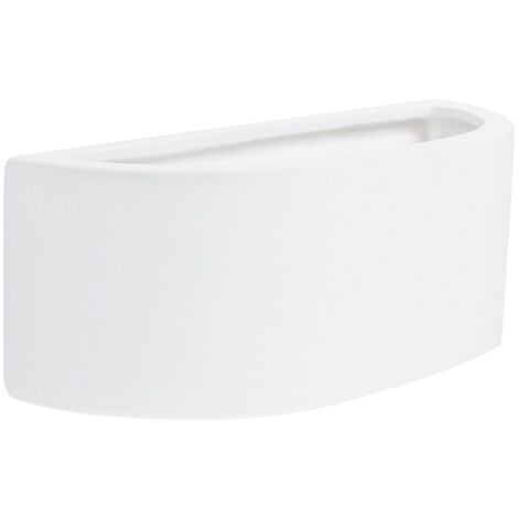 Ceramic White Paintable Planter Flush Uplighter Wall Light
