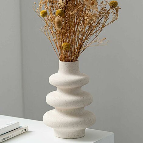 Ceramic White Vases Decorative Vases Porcelain Flower Vase Tabletop Vase for Pampas Grass Dried Flowers Modern Vases for Table Decoration Wedding Gift Tulip Vase Office Living Room 22cm