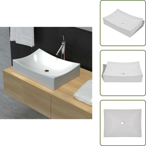 Cerámica de alta calidad - vidaXL Lavabo de cerámica porcelana Art blanco con brillo - Lavabo para baño