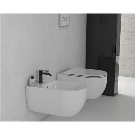 Bidet con wc monoblocco e senza brida sanitari Domino con copriwater a  chiusura rallentata