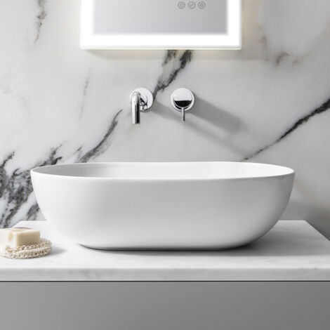 CERAMICA GLOBO T-edge lavabo appoggio 54x37 senza fissaggi bianco opaco codice prod: B6O54BO