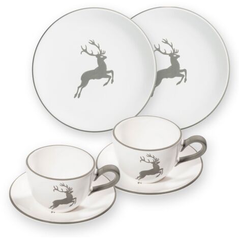 Ceramica Gmundner Cervo grigio, colazione per 2 tazze