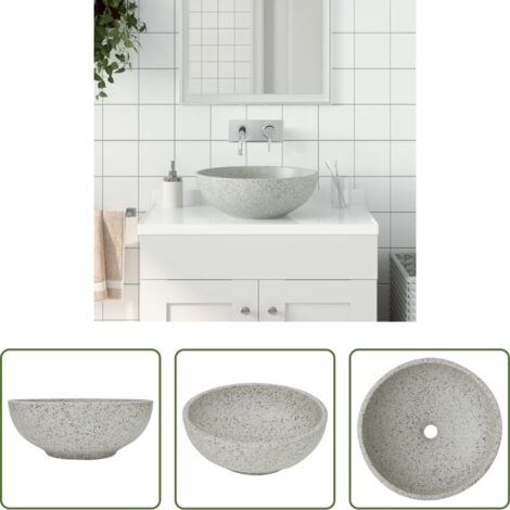 Cerámica gris -  Lavabo sobre encimera redondo cerámica gris Φ41x14 cm
