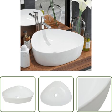 Cerámica -  Lavabo triangular de cerámica blanco 50,5x41x12 cm