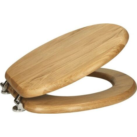 main image of "Ceramica Oak Wooden Bathroom Toilet Seat Bottom Fitting Fixings Included"