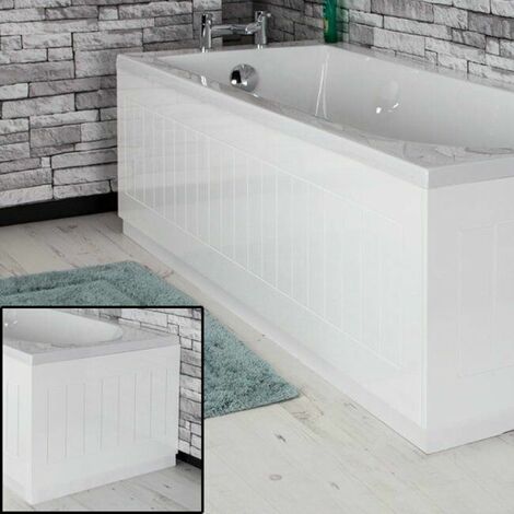 Modern Bathroom High Gloss White 700 mm Wrapped Wood Bath End Panel