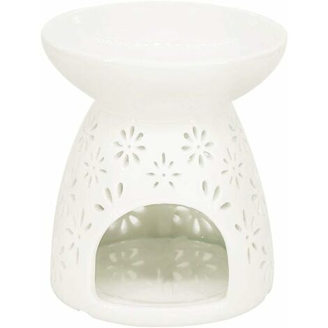 Céramique Brûleur À l'huile Essentielle Photophore Bougeoirs en Porcelaine Décoration pour Salon Chambre Sculpté Pétale Forme Blanc Idée Cadeau