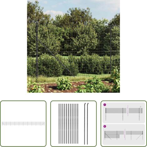 Cerca de acero galvanizado -  Cerca de alambre de acero galvanizado gris antracita 2x25 m