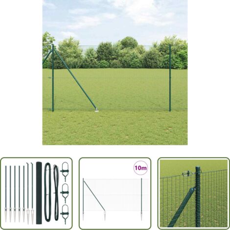 Cerca de acero -  Poste de Valla Verde 10 x 1,6 m (malla de 25 x 25 mm)
