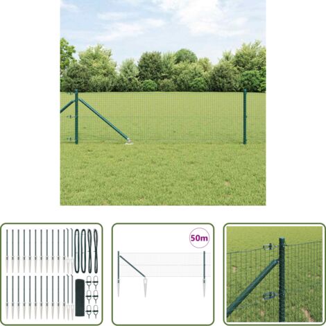 Cerca de acero -  Poste de Valla Verde 50 x 0,5 m (malla de 25 x 25 mm)